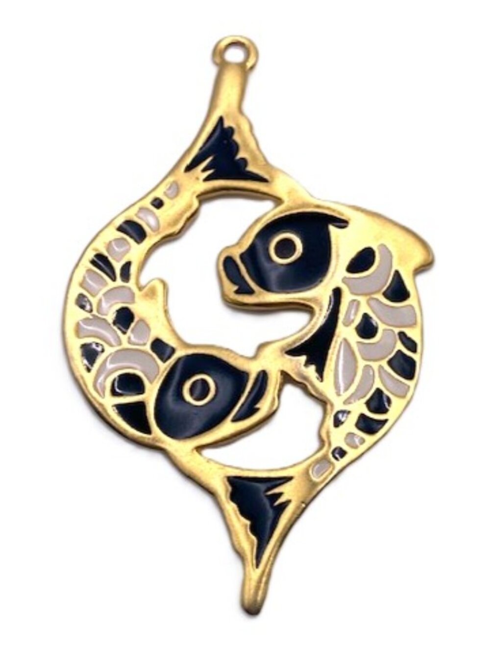 Pisces horoscope large pendant charm two fish gold tone